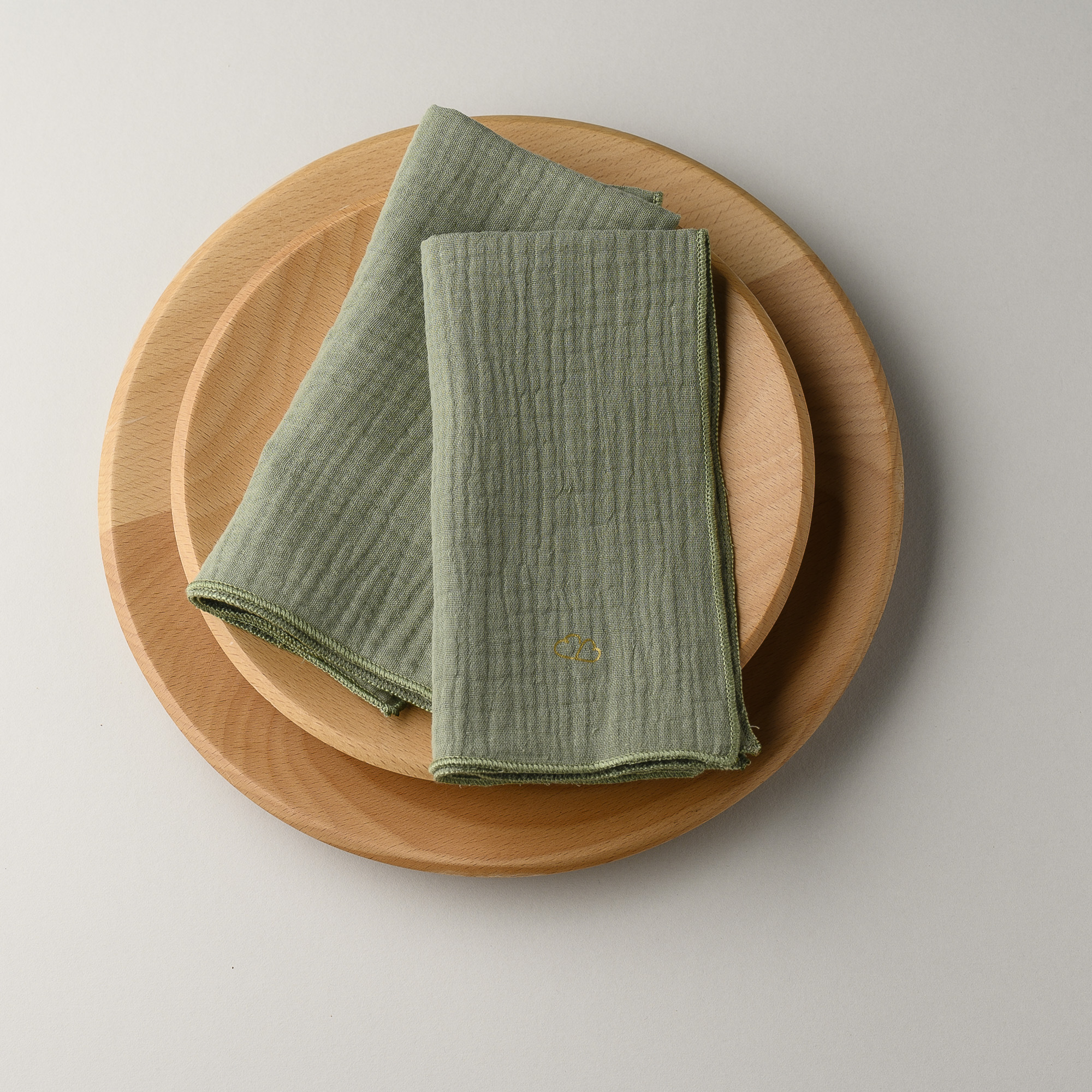 Serviette de table en coton vert d'eau tête de cerrf - Un grand marché